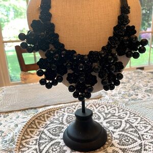 Black beaded JCrew bib necklace.